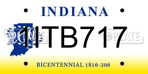 1ITB717 Indiana License Plate