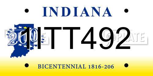 1ITT492 Indiana License Plate