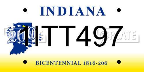 1ITT497 Indiana License Plate