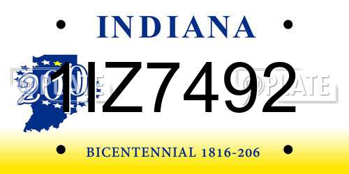 1IZ7492 Indiana License Plate