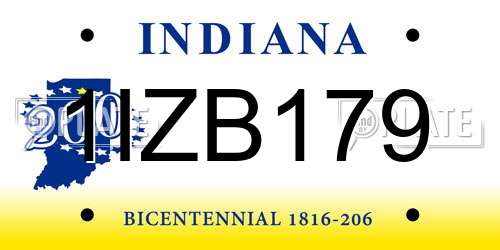 1IZB179 Indiana License Plate