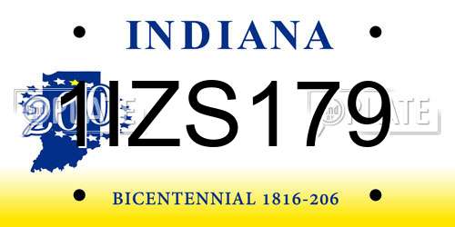1IZS179 Indiana License Plate