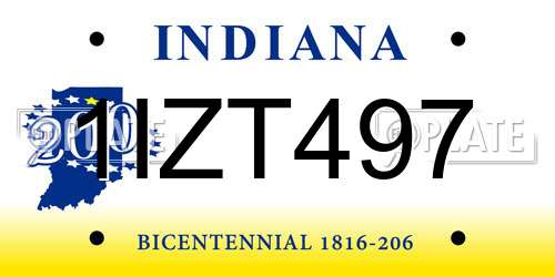 1IZT497 Indiana License Plate
