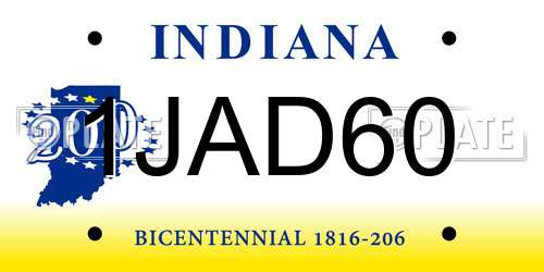 1JAD60 Indiana License Plate