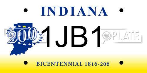 1JB1 Indiana License Plate