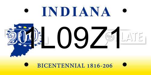1L09Z1 Indiana License Plate
