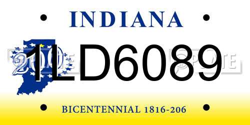 1LD6089 Indiana License Plate