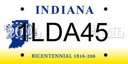 1LDA45 Indiana License Plate