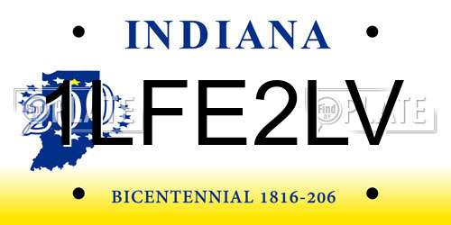 1LFE2LV Indiana License Plate