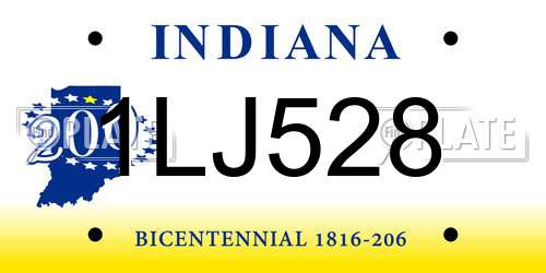 1LJ528 Indiana License Plate