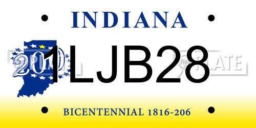 1LJB28 Indiana License Plate