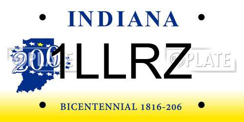 1LLRZ Indiana License Plate