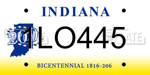 1LO445 Indiana License Plate