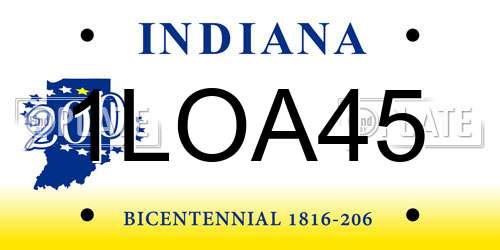 1LOA45 Indiana License Plate