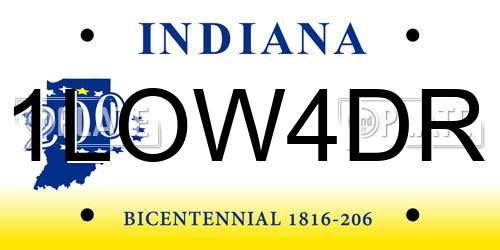 1LOW4DR Indiana License Plate