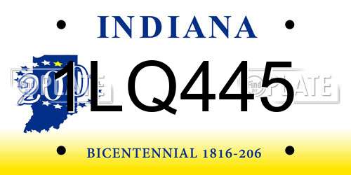 1LQ445 Indiana License Plate