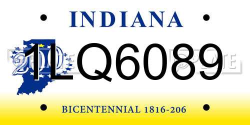 1LQ6089 Indiana License Plate