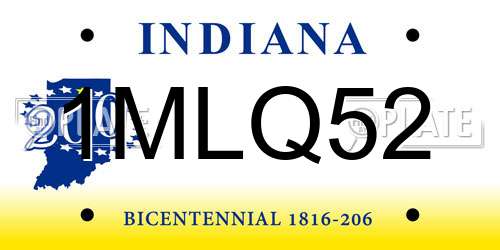 1MLQ52 Indiana License Plate