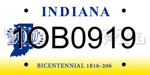1OB0919 Indiana License Plate