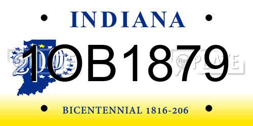 1OB1879 Indiana License Plate