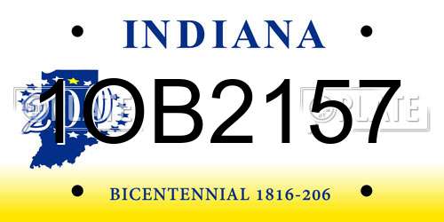 1OB2157 Indiana License Plate