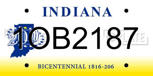 1OB2187 Indiana License Plate