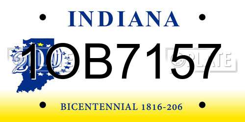 1OB7157 Indiana License Plate
