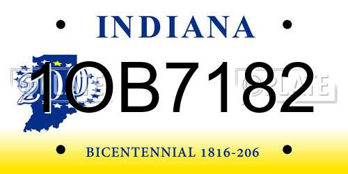 1OB7182 Indiana License Plate