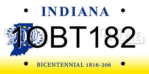 1OBT182 Indiana License Plate