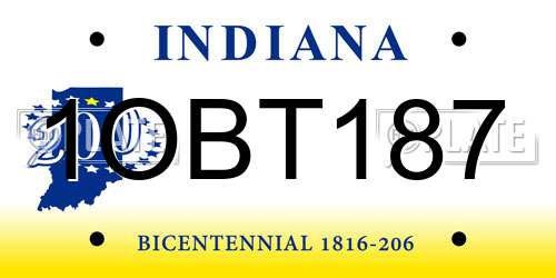 1OBT187 Indiana License Plate