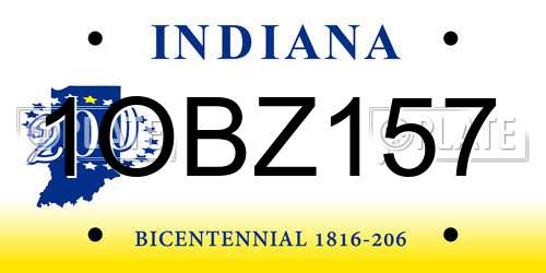 1OBZ157 Indiana License Plate
