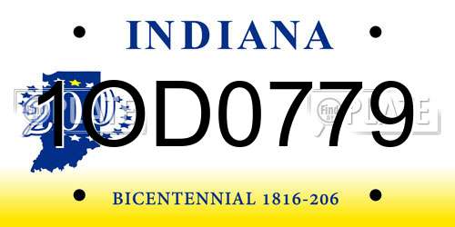 1OD0779 Indiana License Plate