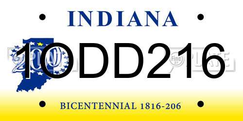 1ODD216 Indiana License Plate