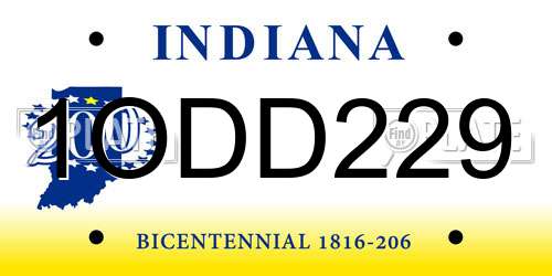 1ODD229 Indiana License Plate
