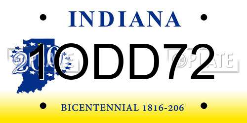 1ODD72 Indiana License Plate