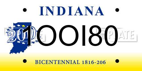 1OOI80 Indiana License Plate
