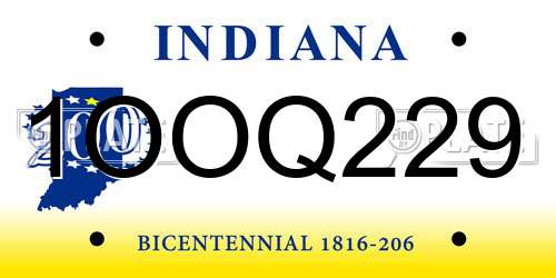 1OOQ229 Indiana License Plate
