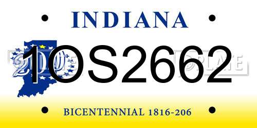 1OS2662 Indiana License Plate