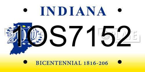 1OS7152 Indiana License Plate