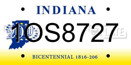 1OS8727 Indiana License Plate