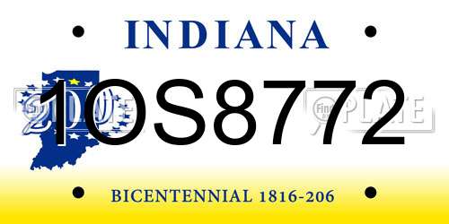 1OS8772 Indiana License Plate