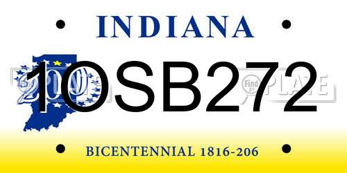 1OSB272 Indiana License Plate