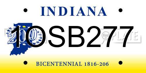 1OSB277 Indiana License Plate