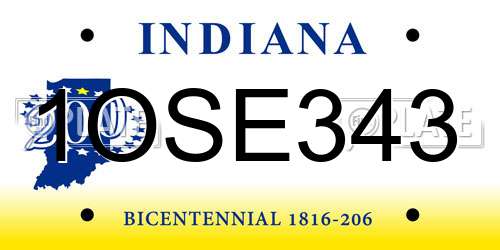 1OSE343 Indiana License Plate