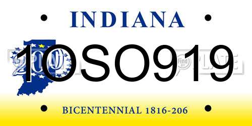 1OSO919 Indiana License Plate