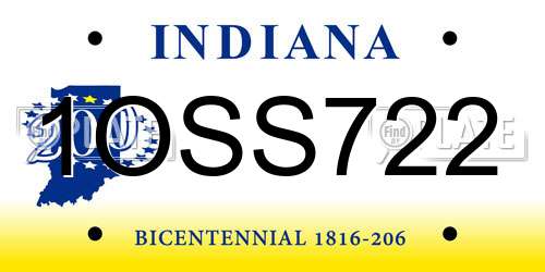 1OSS722 Indiana License Plate