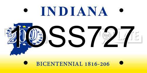 1OSS727 Indiana License Plate