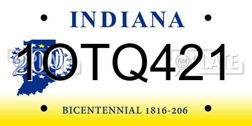 1OTQ421 Indiana License Plate