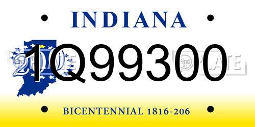 1Q99300 Indiana License Plate