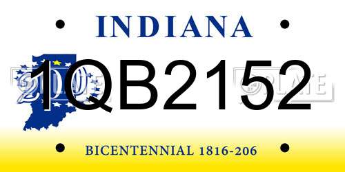 1QB2152 Indiana License Plate